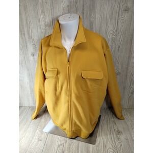 Vintage Haband Casual Joe XL Long Sleeve Full Zip Sweater Pockets Fleece Yellow